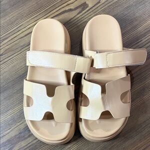 Beige Slide Sandals